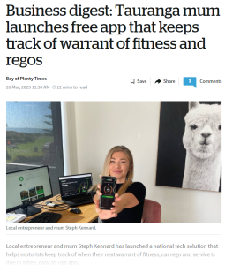 Read more about the article Business digest: Tauranga mum launches free app that keeps track of warrant of fitness and regos